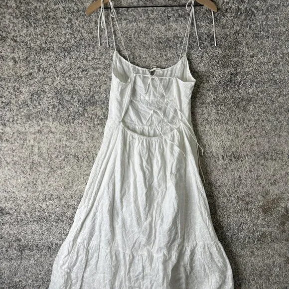 Reformation Dress Womens 6 White Eyelet Tie Strap Lace Up Midi Sundress Lined Reformation Dress Womens 6 White Eyelet Tie Strap Lace Up Midi Sundress Lined